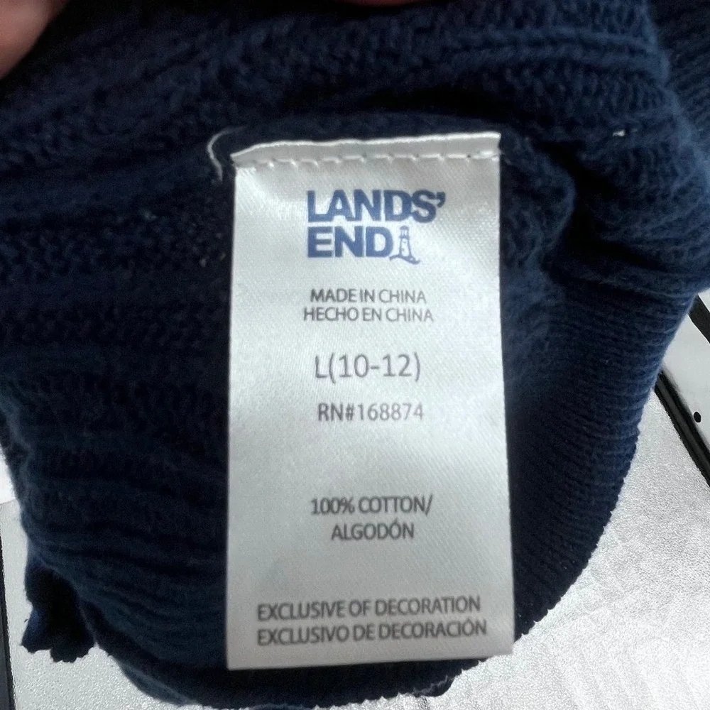 NWT‎ Lands End Kids Boys Sweater Large 10-12 Navy Christmas Tree Truck Holiday